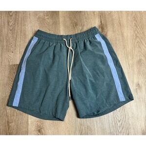 Fair Harbor XL Mens Hybrid Swim‎ Trunks Shorts Blue Striped Elastic Waist Casual